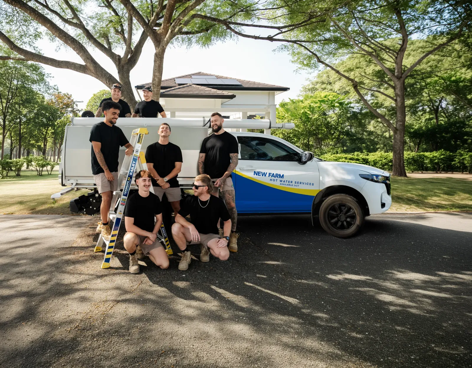 New Farm Hot Water Services ute and team